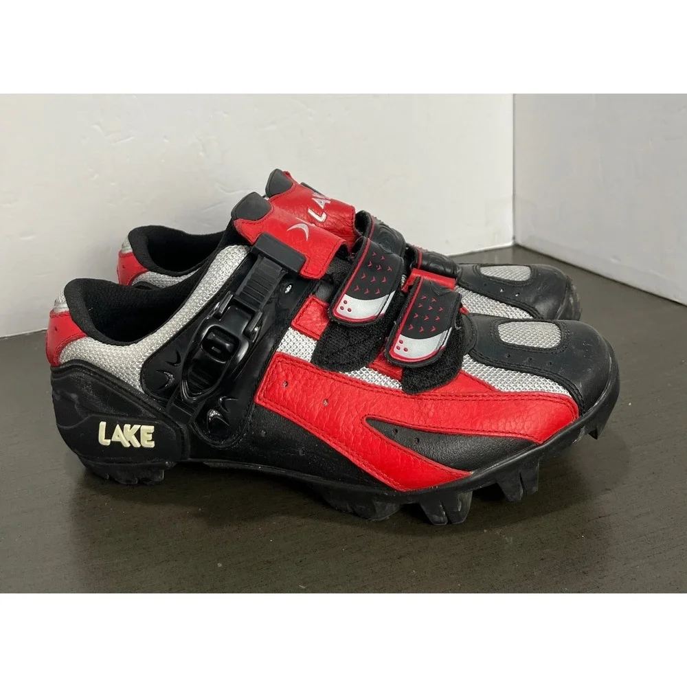 Lake Cycling Shoes Mens‎ size 10 US Red Black Mesh Mountain Bike Bicycle Clip In